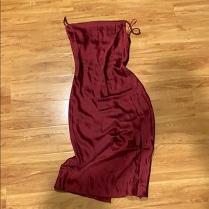dark red midi dress